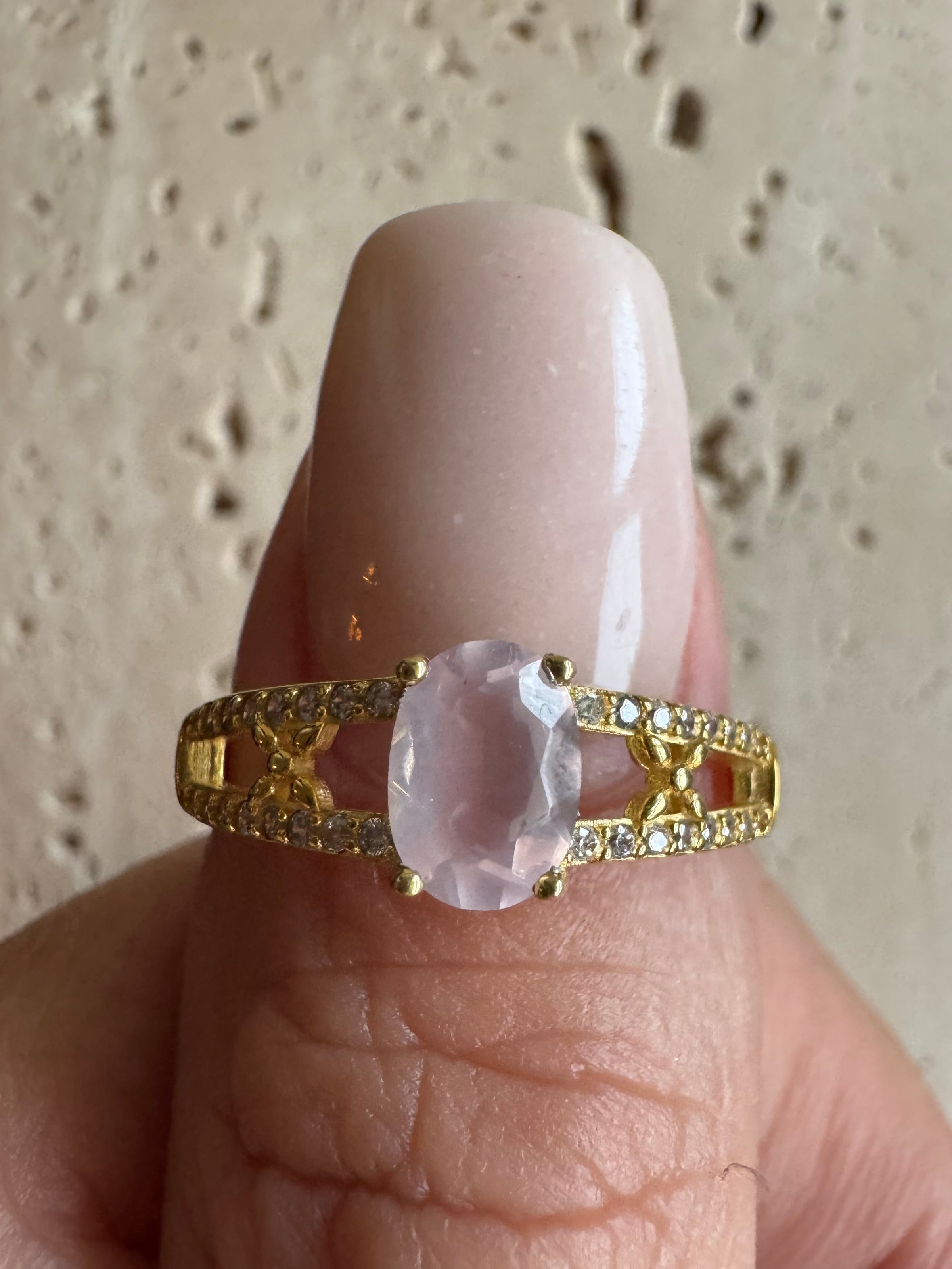 Rozenkwarts ring - Vermeil