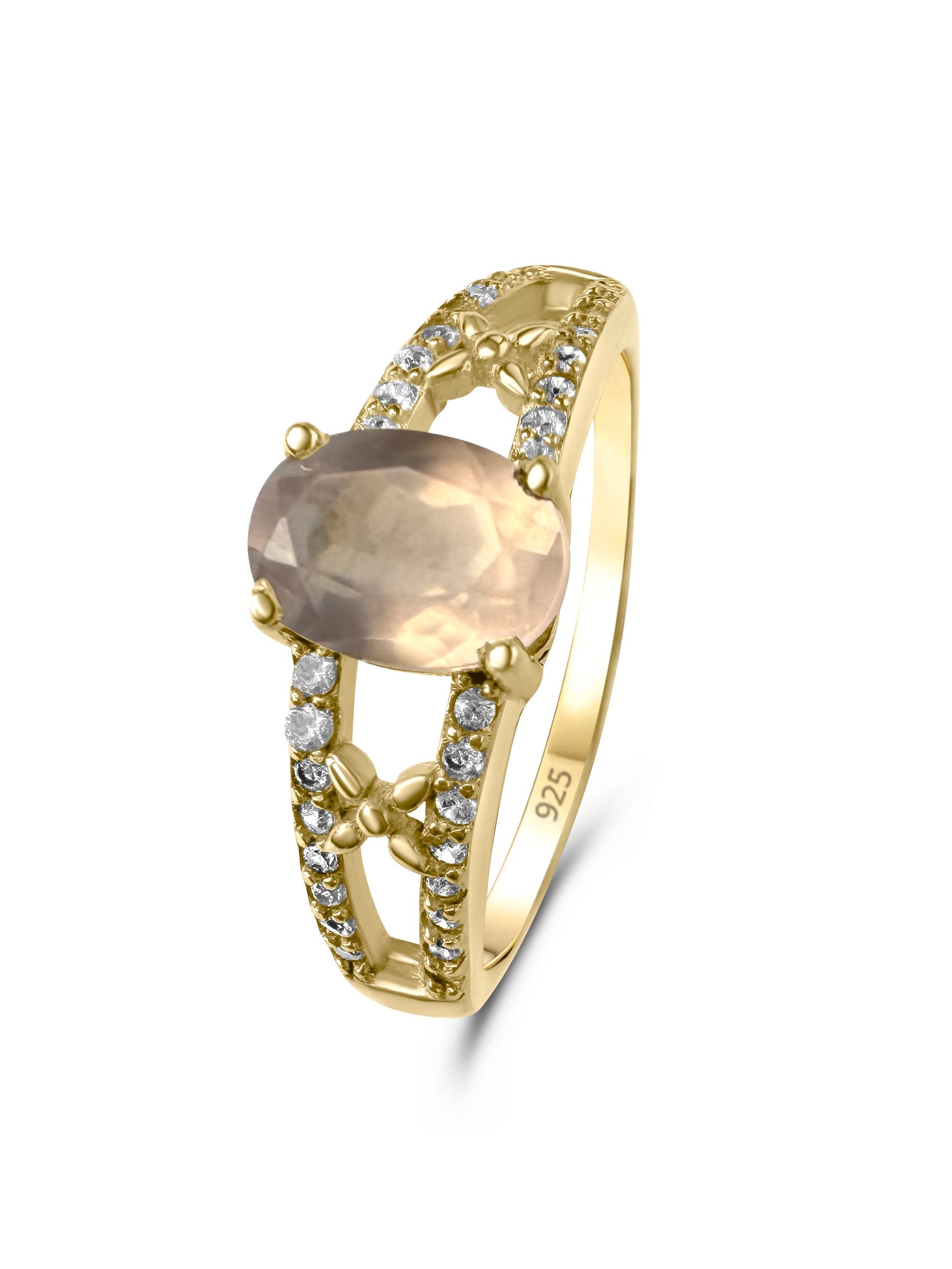 Rozenkwarts ring - Vermeil