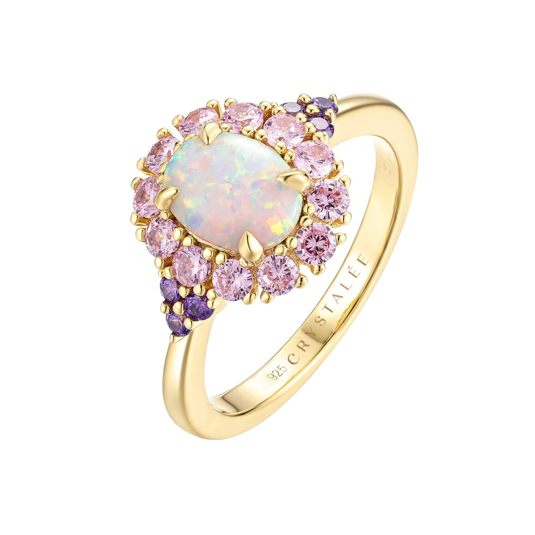 Ring opaal roze - goldplated