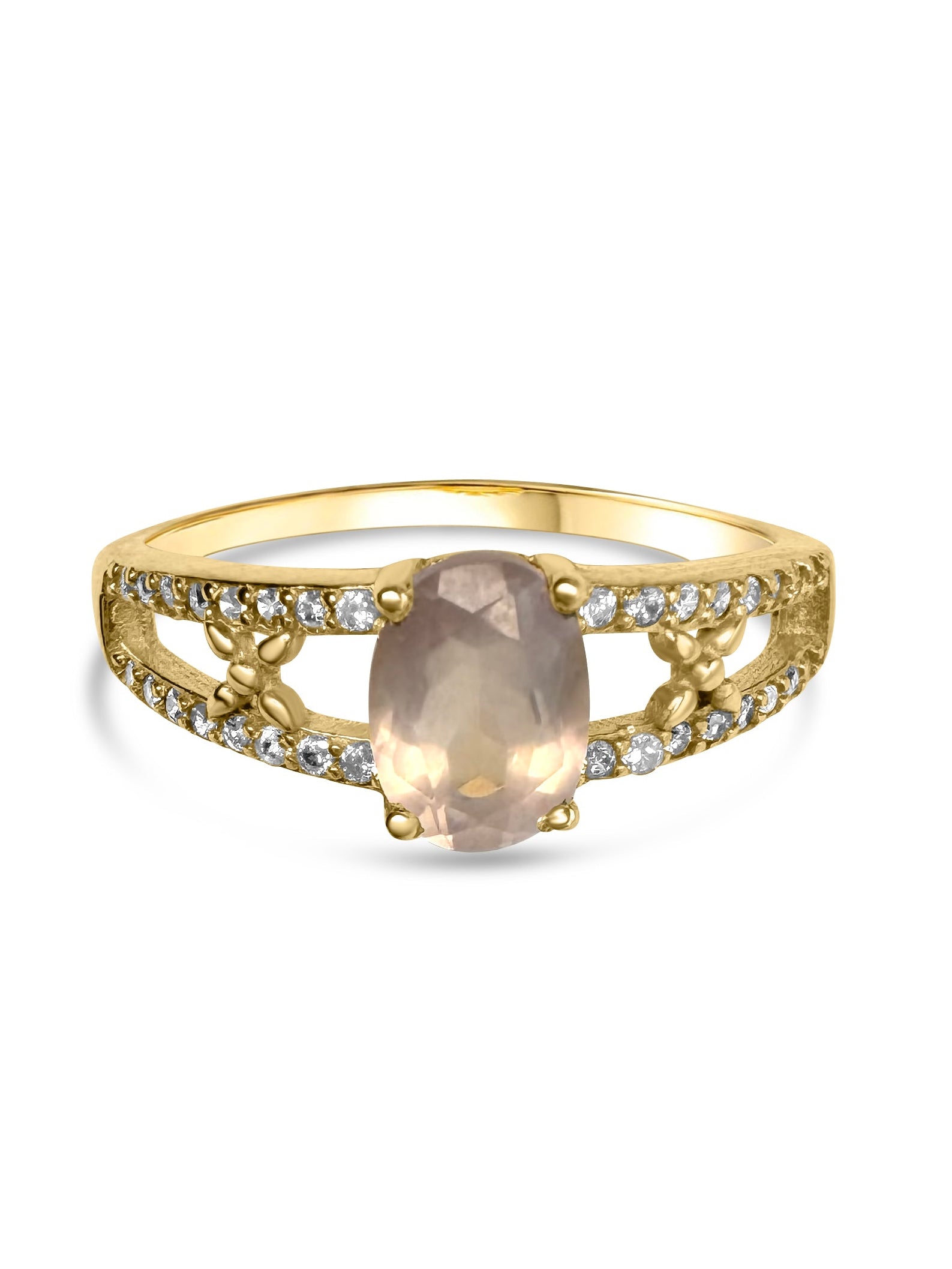 Rozenkwarts ring - Vermeil