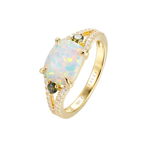 Ring opaal groen - goldplated