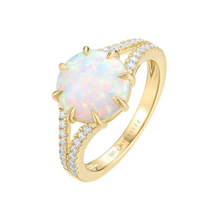 Ring opaal boho- goldplated