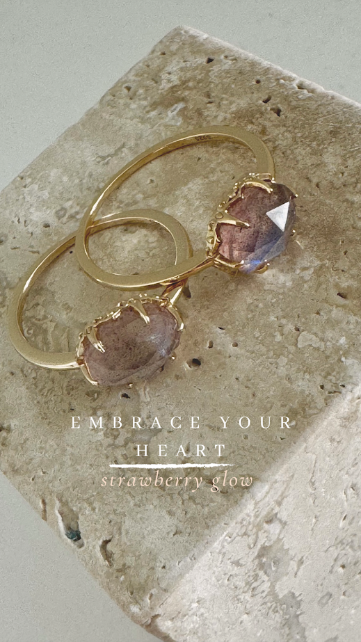 Aardbeienkwarts ring goud – edelsteen ring voor liefde & positiviteit