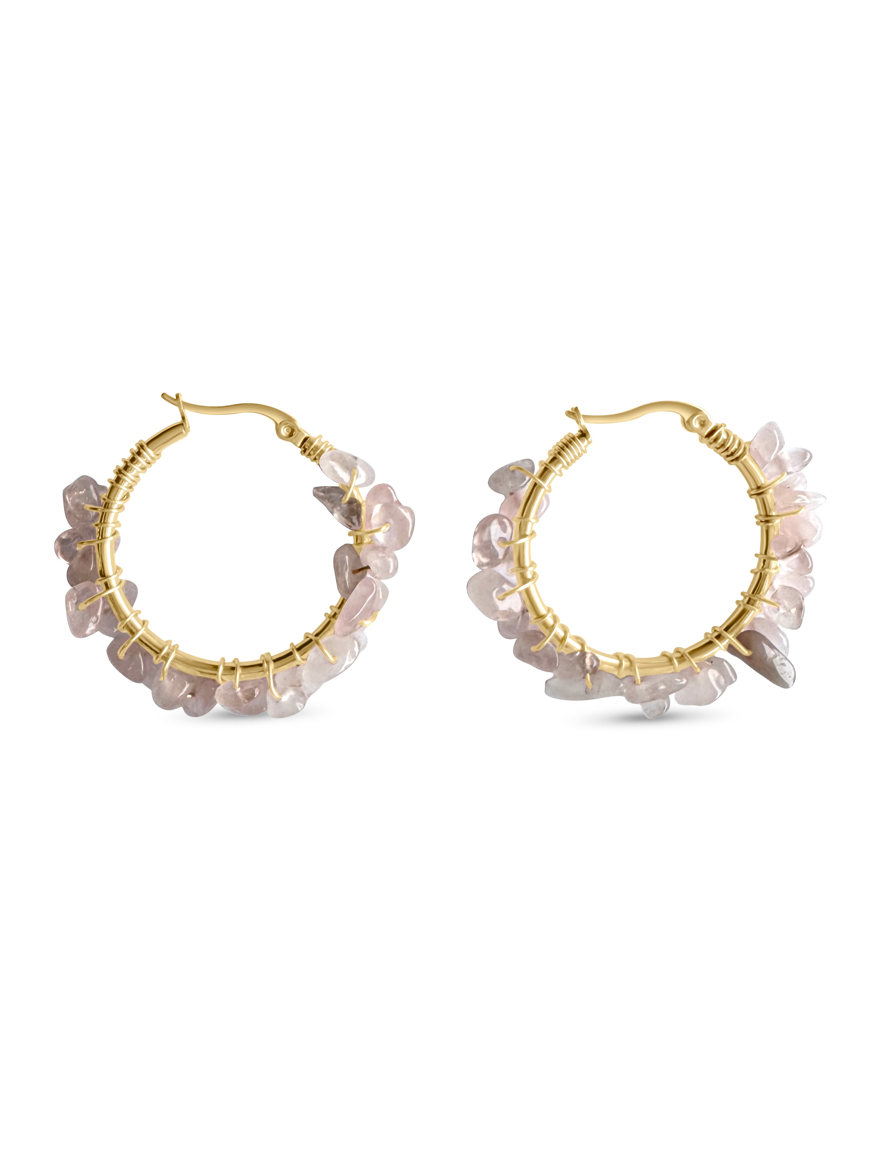 Oorbellen rozenkwarts - waterproof