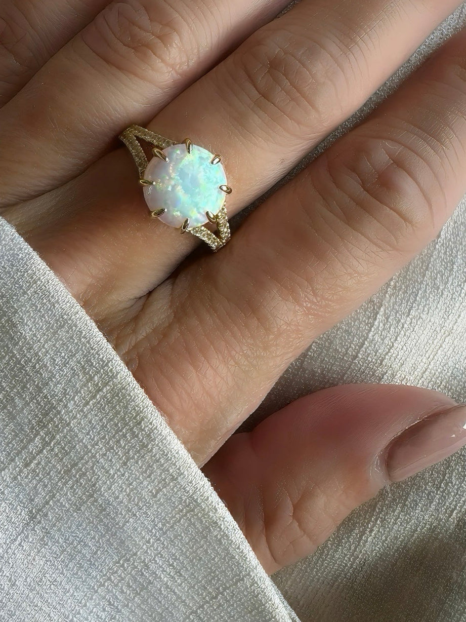 Ring opaal boho- goldplated