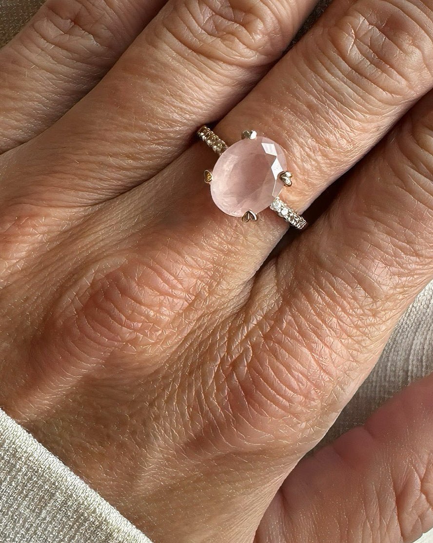 Ring rozenkwarts - rosé goud