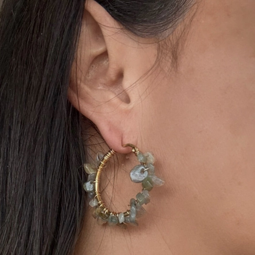 Oorbellen labradoriet - waterproof