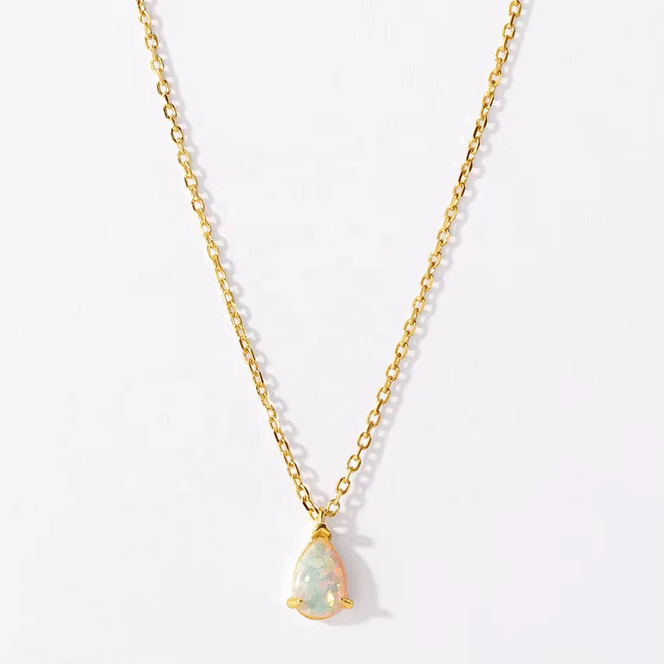 ketting opaal - goldplated
